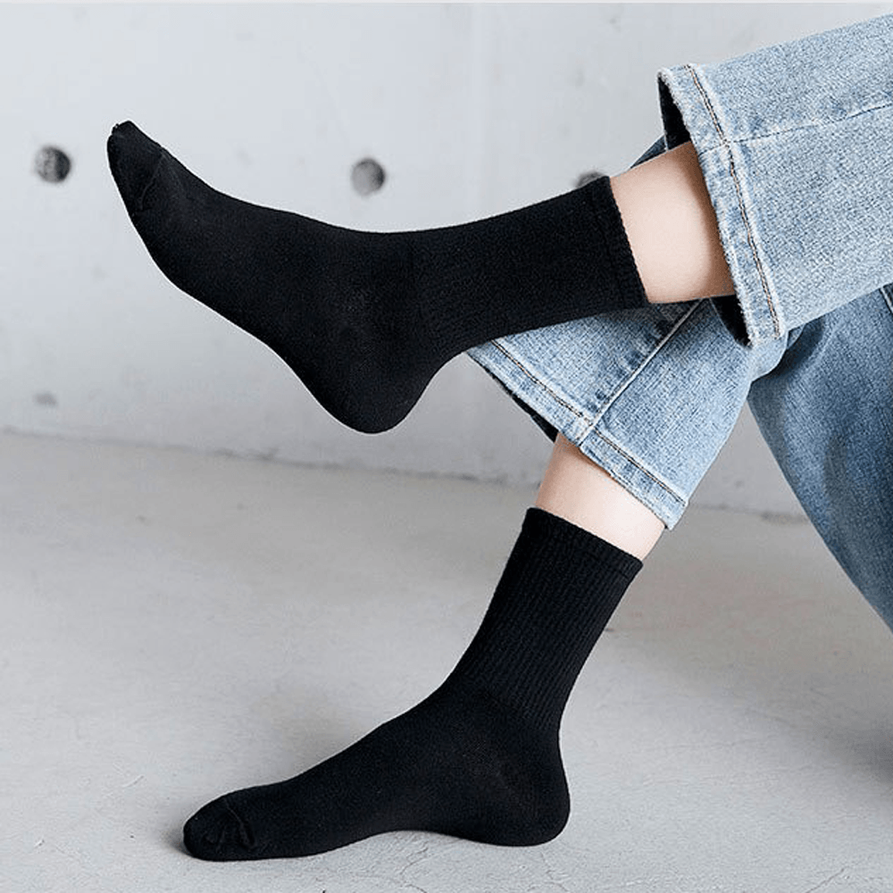 Custom Logo Black Crew Socks - 10 Pairs per Bag - Comfortable, Breathable, and Durable for Team Uniforms - Brand Workwear